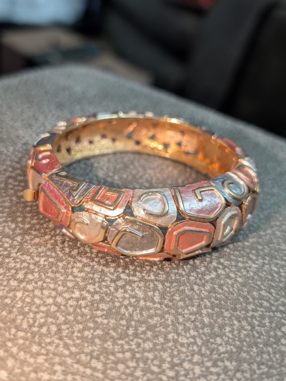 Multi-Color Geometric Hinge Cuff Bracelet
